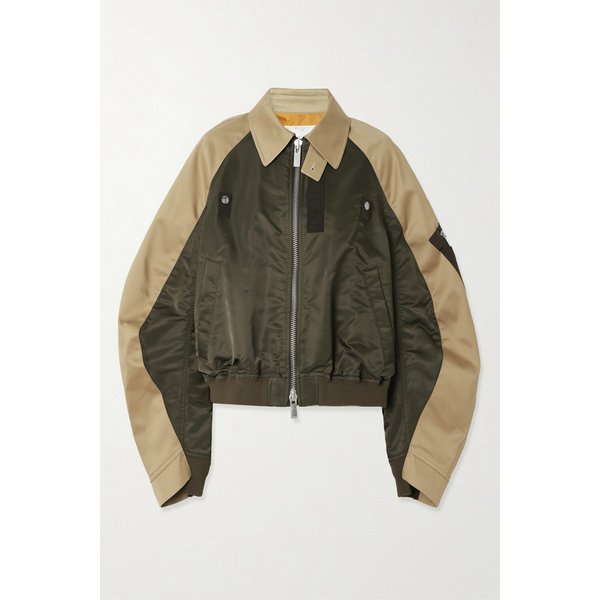 오버사이즈 코튼 캔버스와 쉘 봄버 재킷 아미 그린 46376663162958851