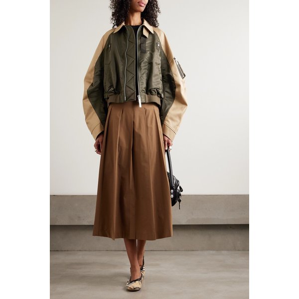 오버사이즈 코튼 캔버스와 쉘 봄버 재킷 아미 그린 46376663162958851