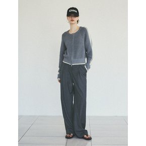 90s Retro Pin Stripe One-tuck Slacks_CTB519(Grey)