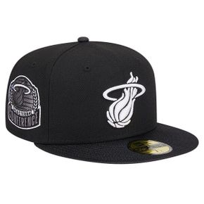 [해외] 1036995 뉴에라 모자 NBA 마이애미 히트 Active Satin Visor 59FIFTY Fitted Hat Black