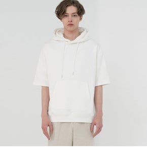 SHORT SLEEVE SWEAT HOODED TOP_WHITE