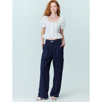 오프닝선샤인 Wide Leg Stitch Cargo Pants_Navy