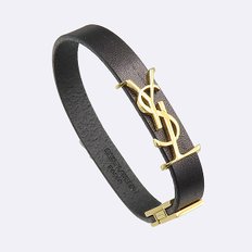 고이비토 (미사용) 생로랑 블랙 레더 금장 팔찌 K4788YSL