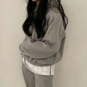 여성 베이직 그레이 후드 조거 팬츠 셋업