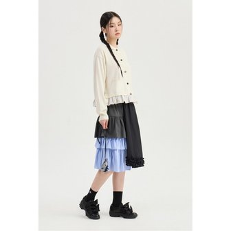 럭키슈에뜨 Material Mix Frill Banding Skirt (multi color) LFKAM26340XXX