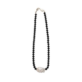 Black swarovski stone pearl necklace