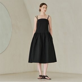 Bustier Low Waist Shirring Dress - Black