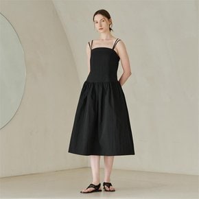 Bustier Low Waist Shirring Dress - Black