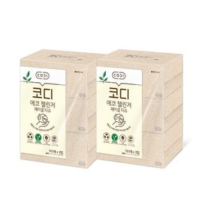 코디 에코 챌린저 페이셜 티슈 180매*3입 2팩 (친환경인증/천연펄프/무형광)