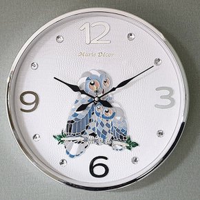 예쁜 인테리어 Wall Clock 컬러링 부엉이 실버