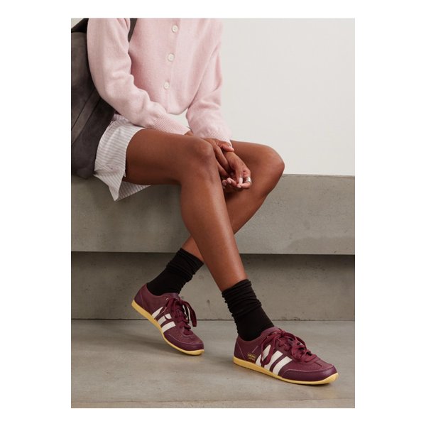 재팬 데콘 W 퍼포레이티드 스웨이드 트리밍 가죽 스니커즈 버건디 46376663162926253