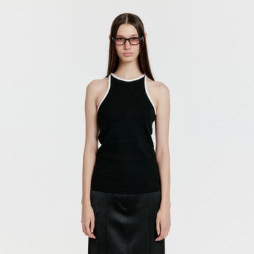 EENK YOUE Contrast Halter Top - Black