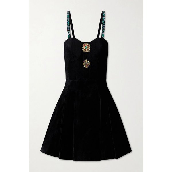 장식 벨벳 미니 드레스 블랙 46376663162946000