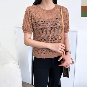 여자 비침 키치룩 스웨터 망사 스카시 반팔티_2