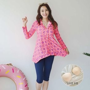 S7545 C몰디브 롱카라+스윔래깅스SET 엄마옷 엄마선물_P325427998