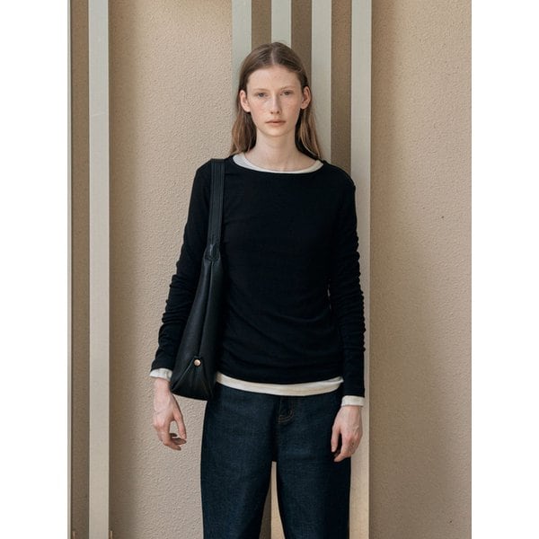 SITP5226 소프트 보트넥 코어 티셔츠_Black