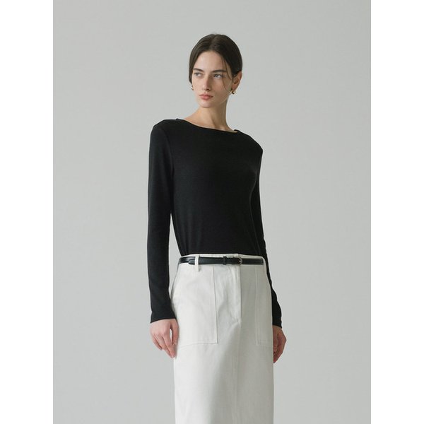 SITP5226 소프트 보트넥 코어 티셔츠_Black