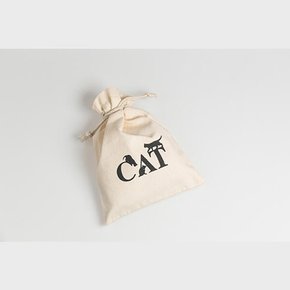 /디자인에버 Cat Black 스트링 캔버스 복주머니 면 파우치