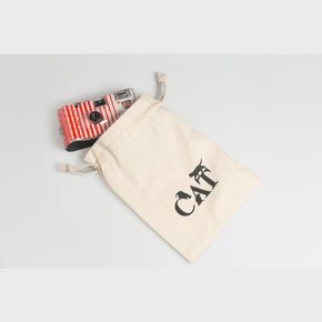 /디자인에버 Cat Black 스트링 캔버스 복주머니 면 파우치