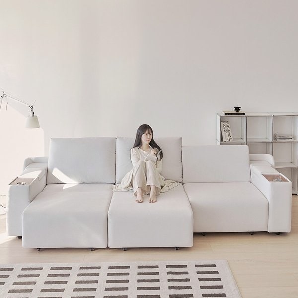 산드로 모션 전동 슬라이드 무빙 패브릭 4인 쇼파