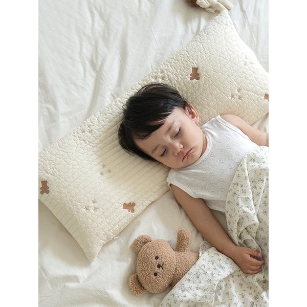 자수누빔 뒹굴러베개 유아 아기베개