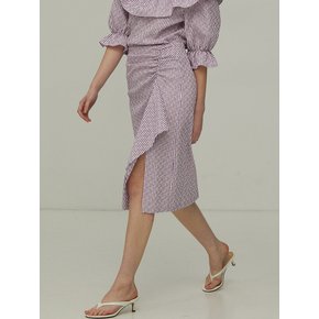 Asymmetric Shirring Seersucker Skirt _Violet