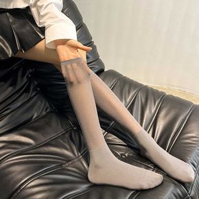 여자 예쁜 무릎 양말 캐주얼 패션 시스루 골지 니삭스