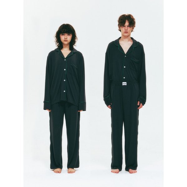 (Unisex) 텐셀스판 긴팔/긴바지 파자마 세트, 네이비