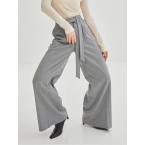 Classic Pin-Striped Wide Wool Pants - Grey