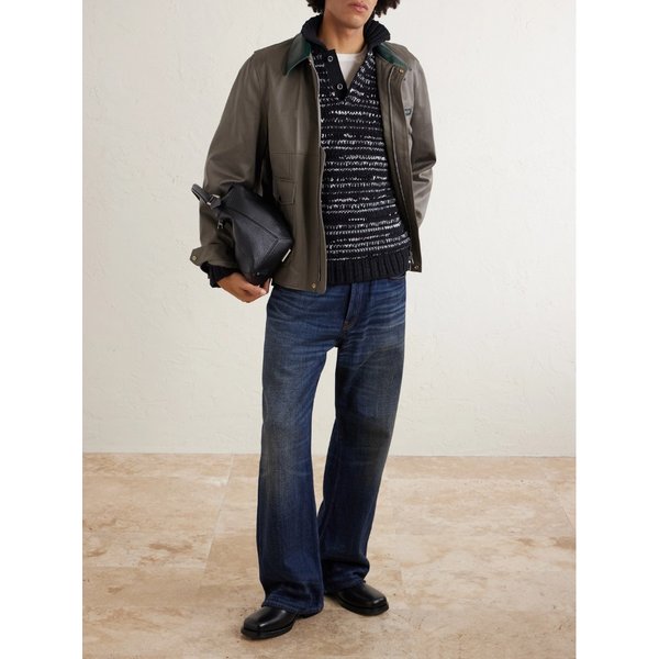 가죽 트리밍 코튼 트윌 봄버 재킷 46376663162962390