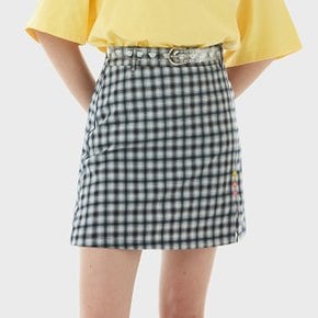 (SK-21145) CHECK CLEAR BELT SKIRT NAVY