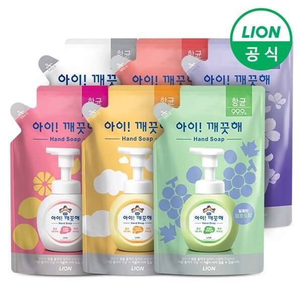 200ml 파우치형 리필 핸드워시 손세정제 6종 中 택1(레몬/순/청포도/키친/모이스처/블