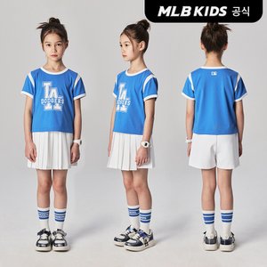 MLB키즈 (공식)24SS 바시티 여아 반팔 티셔츠 치마바지 세트 LA