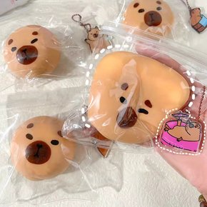 말랑 부드러운 귀여운 연탄 동물 캐릭터 말랑이 PVC 백 꾹꾹이 누르는 피젯 토이