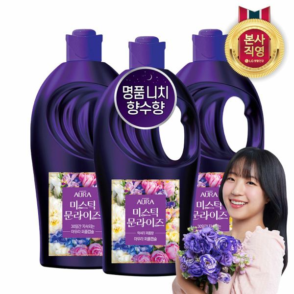 아우라 30일지속 초고농축 퍼퓸캡슐 섬유유연제 1L 미스틱문라이즈 x 3개