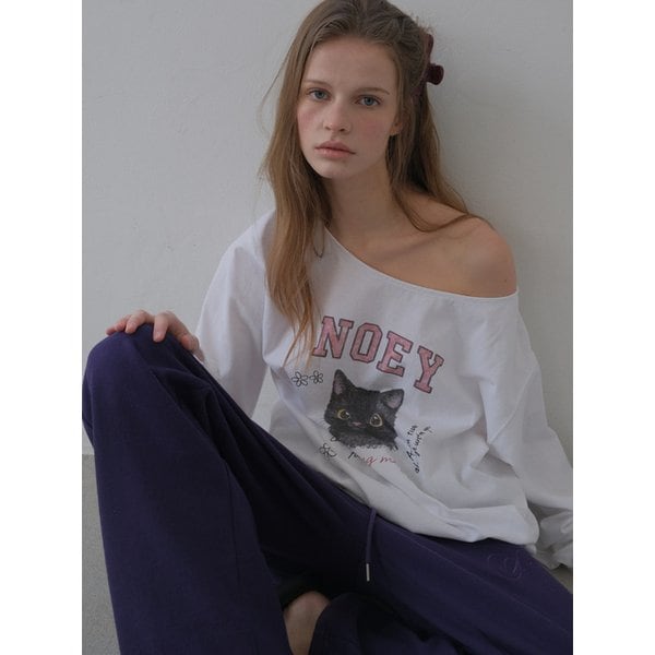 언발 캣 워싱 티셔츠(Ivory)