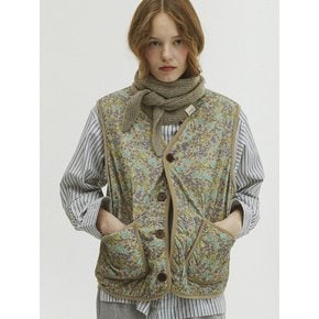 Floral Quilting Reversible Vest_Khaki