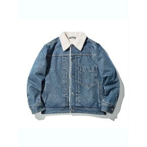 Padded Shearing Mustang Denim Jacket_Medium Blue