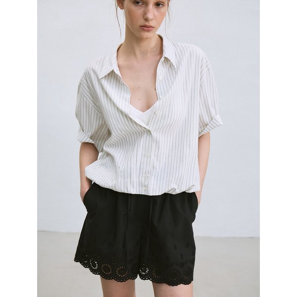 embroidered drawstring shorts (black)