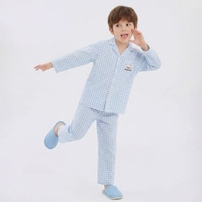 산리오캐릭터즈_ 아동용 시나모롤 체크 9부 파자마 잠옷 세트