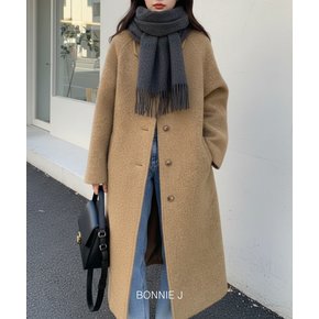 포근한 부클 텍스처 루즈핏 롱코트 2color 겨울 데일리 코트