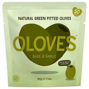 올로브스 그린 피티드 올리브 바질 앤 갈릭 Oloves Natural Green Pitted Olives 30g 20봉