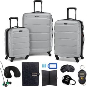 미국 샘소나이트 캐리어 Samsonite Omni Hardside Nested Luggage Spinner Set Silver w/ 10pc A