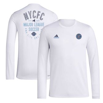 아디다스 5116755 Adidas Mens adidas White New York City FC Local Stoic Long Sleeve T-Shirt