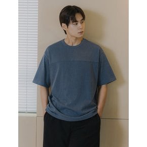 피그먼트 어깨 절개 반팔 티셔츠 BK4208_블루