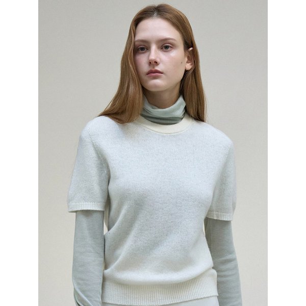 100% 울 러프 숏슬리브 탑 아이보리 OU1868