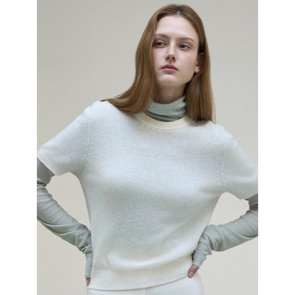 100% 울 러프 숏슬리브 탑 아이보리 OU1868