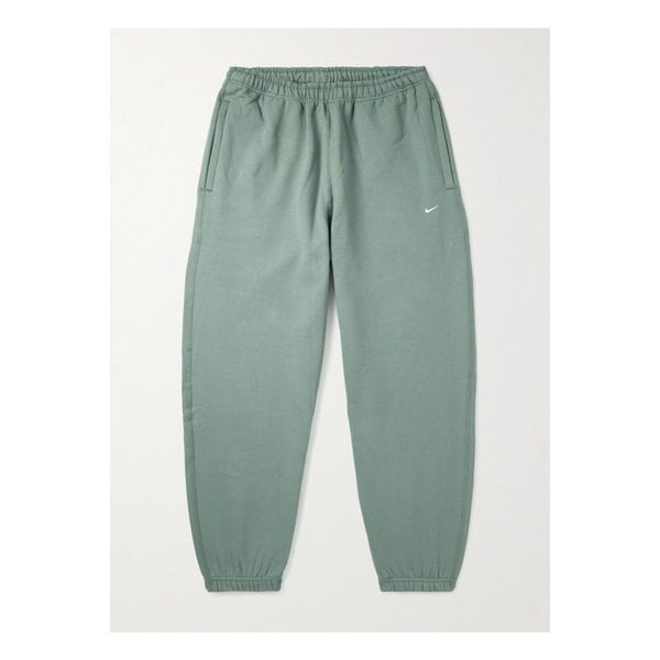 솔로 스우시 테이퍼드 로고 자수 코튼 혼방 저지 스웨트팬츠 그린 46376663162942769