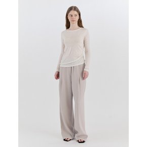 Basic Pintuck Banding Wide Slacks - Cream