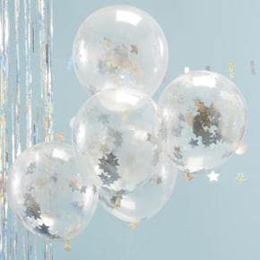실버 홀로그램 별모양 컨페티 풍선 Confetti Balloons
